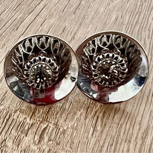 SWANK Silver Tone Cufflinks‎ With Rhinestone Vintage